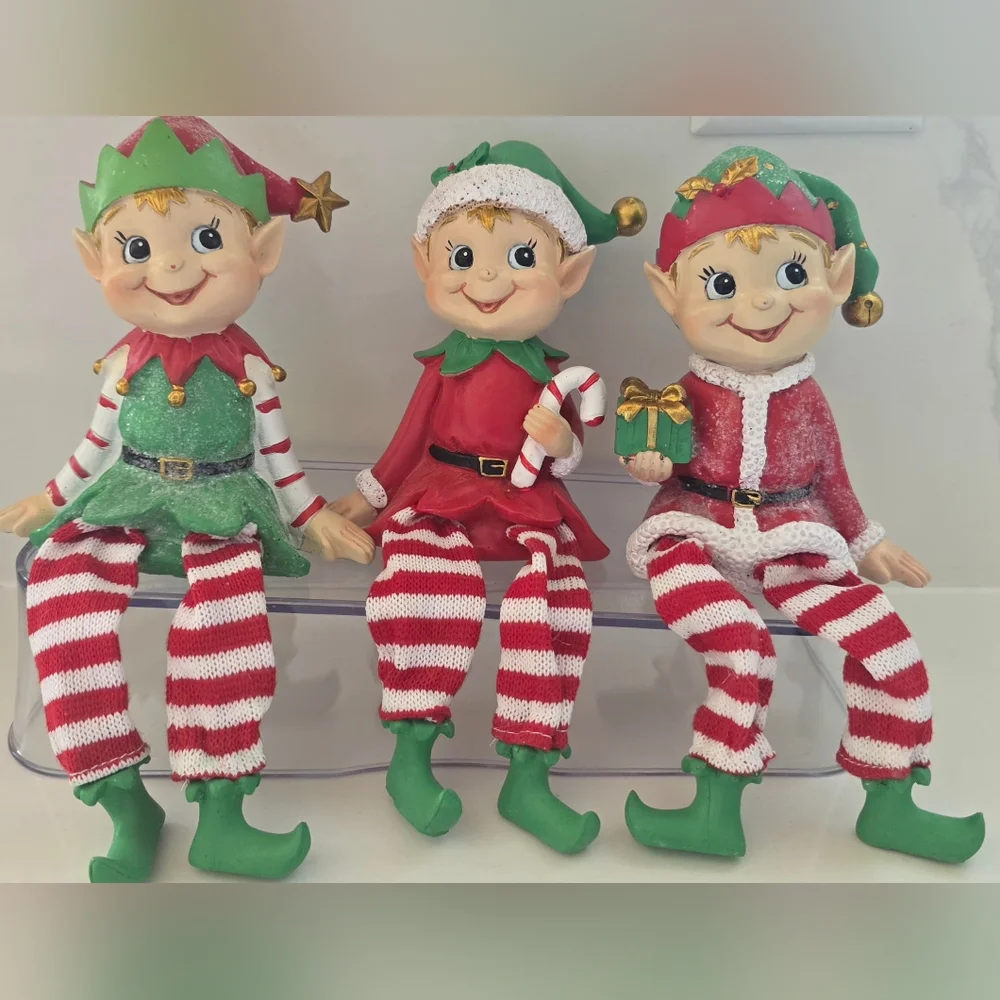Target Collections Hand-painted Happy Smiling Christmas Elves Dangling‎ Legs 3